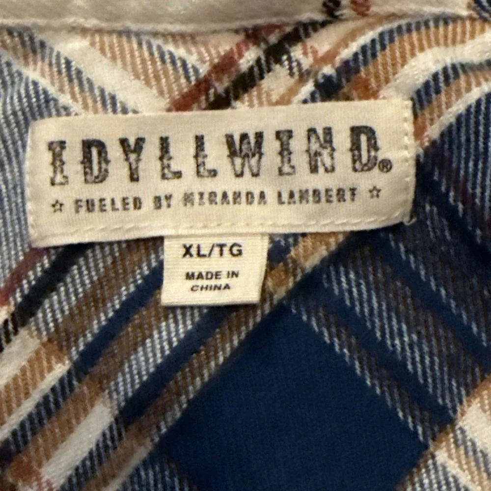 Idyllwind Miranda Lambert Shirt Womens XL White Blue Plaid Pearl Snap Western - Picture 5 of 12
